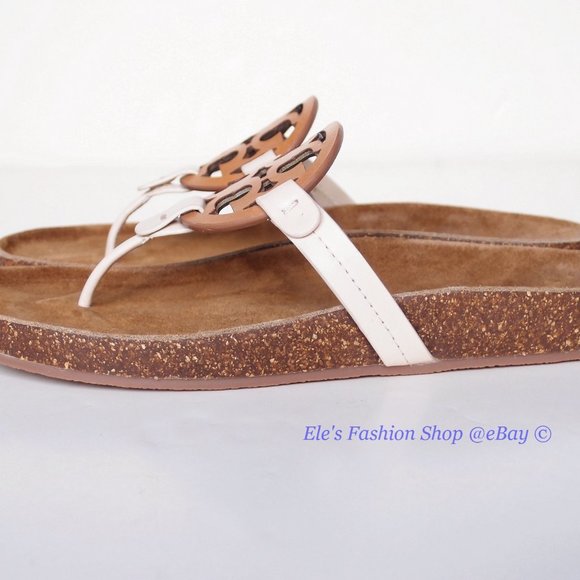 NIB Tory Burch Miller Cloud Leather Sandal Cream Caramel 6.5 7 7.5 8.5 9 9.5 10